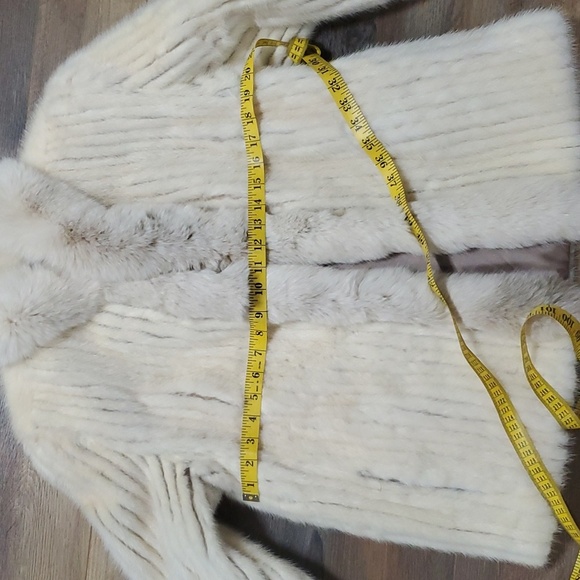 Vintage mink corded coat zinman furs tourmaline cream fox collar euc - Picture 10 of 13